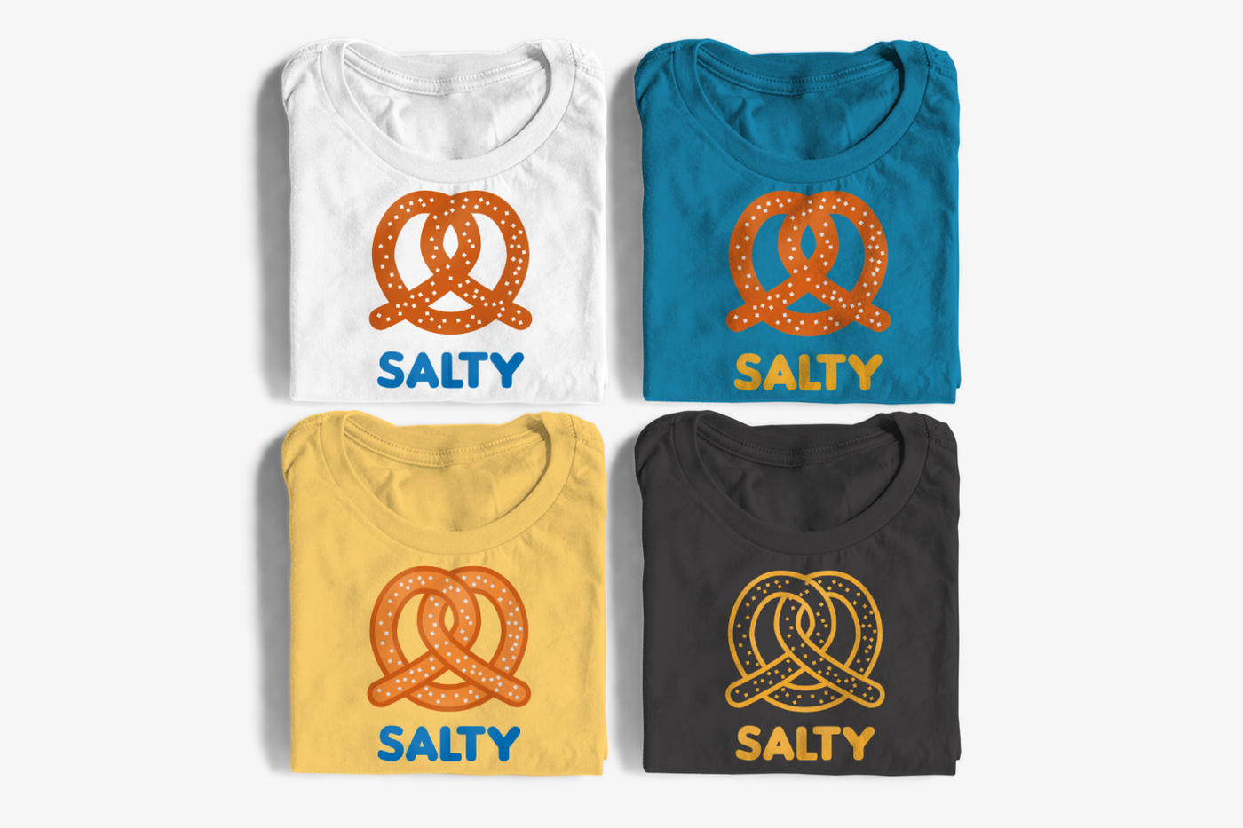 Pretzel design with the word "SALTY"