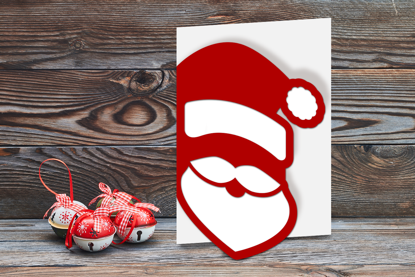 Santa Claus Face Papercut Card SVG Cutting Template