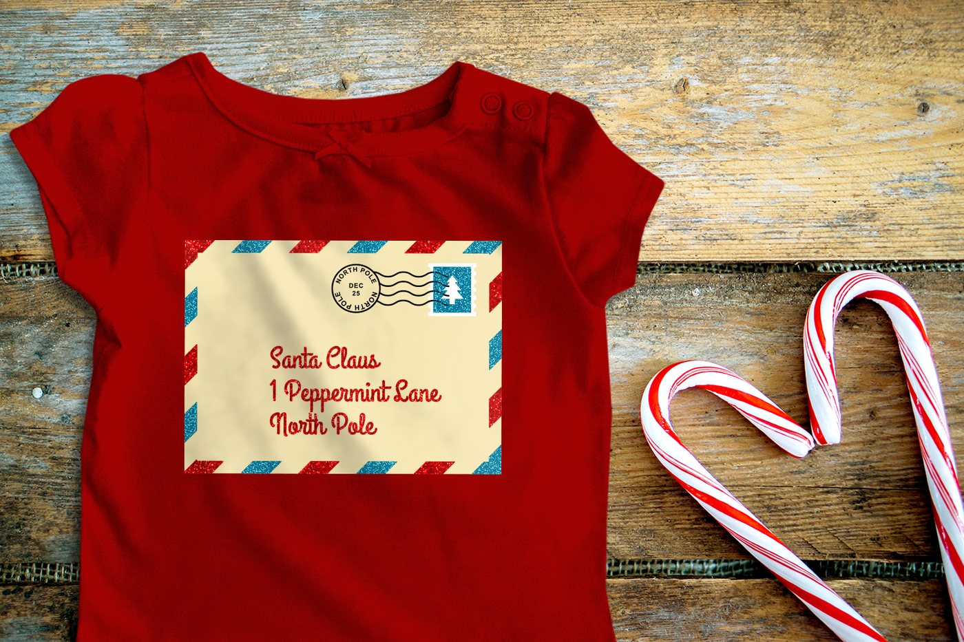 Design with a letter addressed to Santa