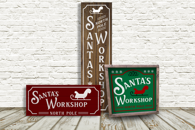 Santa's workshop sign design set