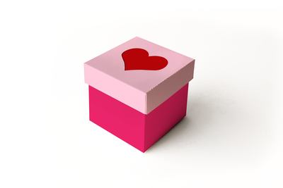 Cube box with heart lid cutout svg design