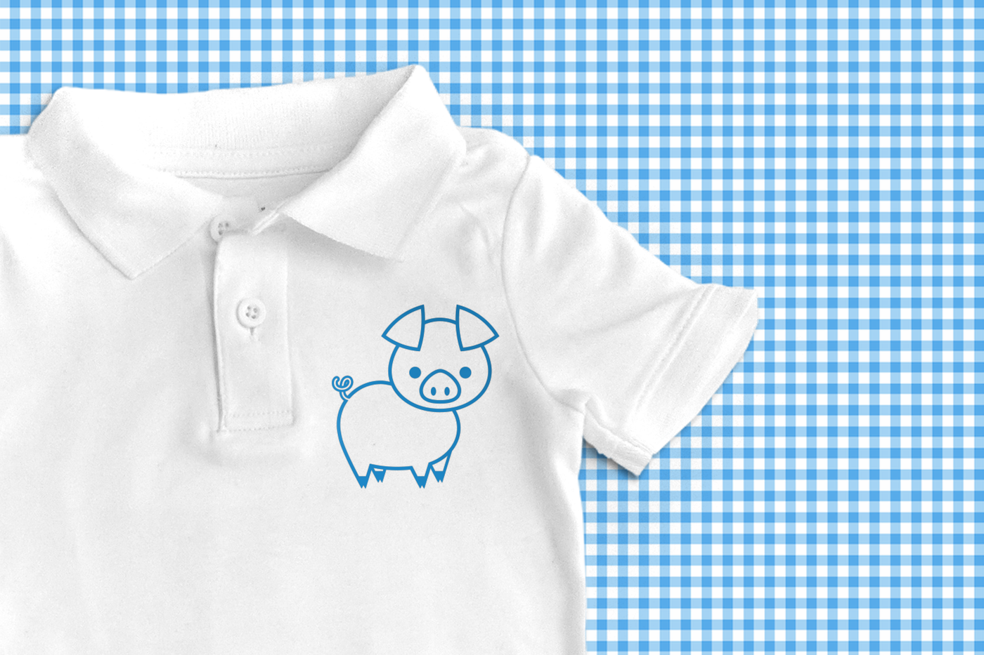 Pig design on a polo shirt as a single color