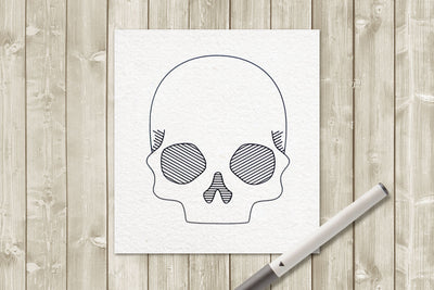 realistic skull single line SVG file