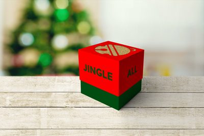 Sleigh bell Jingle all the Way cube gift box