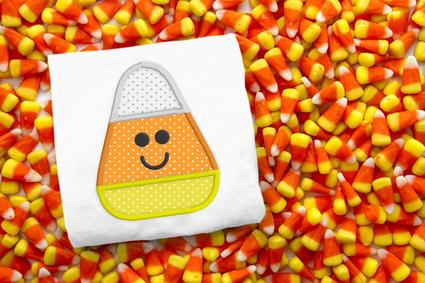 smiling candy corn applique embroidery file