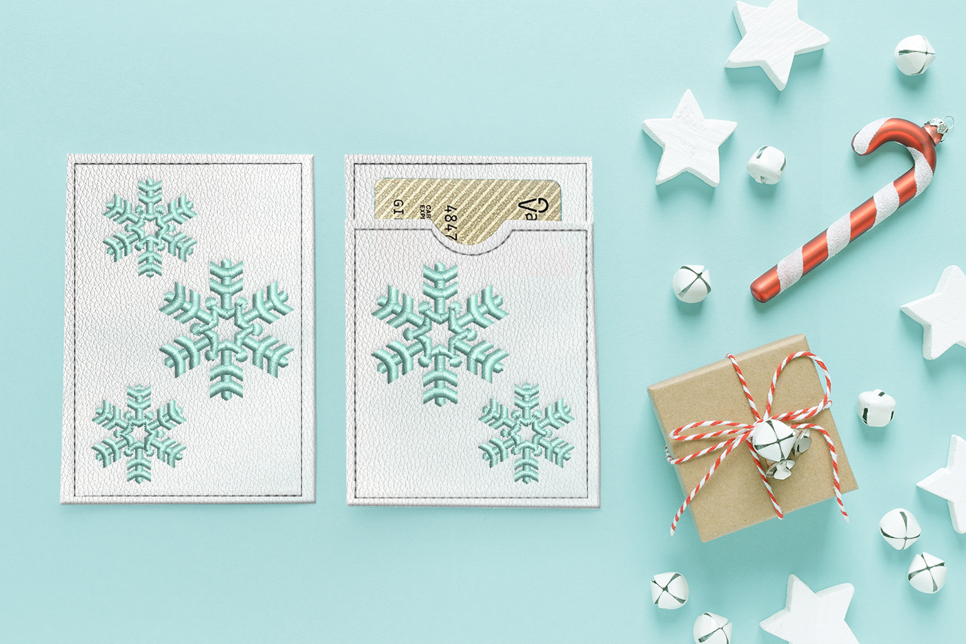 Snowflake in the hoop gift card holder