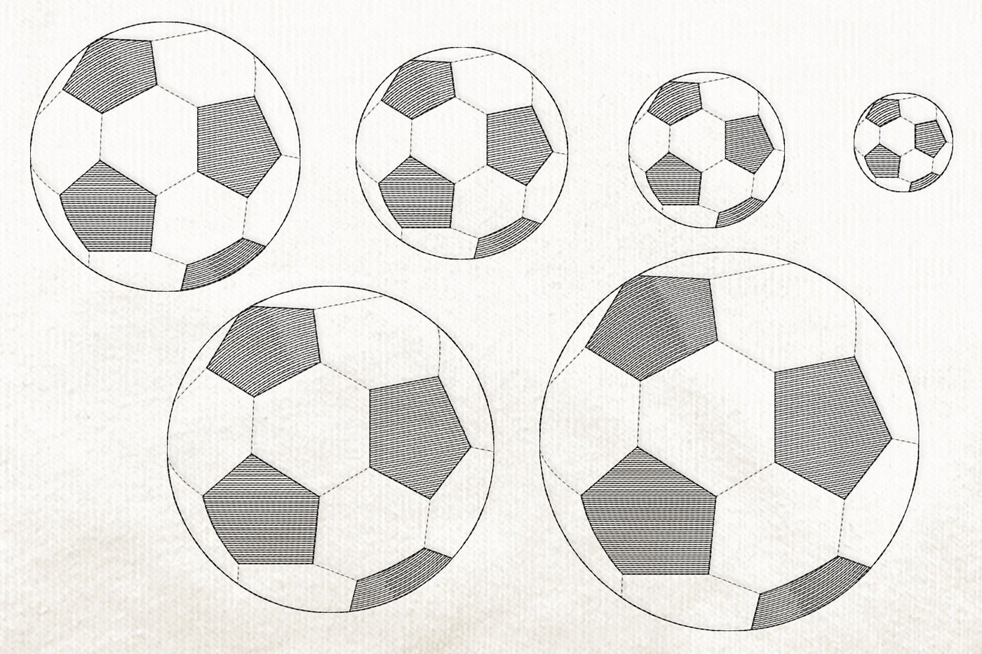 Soccer Ball linework embroidery design file in 6 sizes