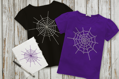 Spiderweb design trio with SVG, sketch, and rhinestone versions