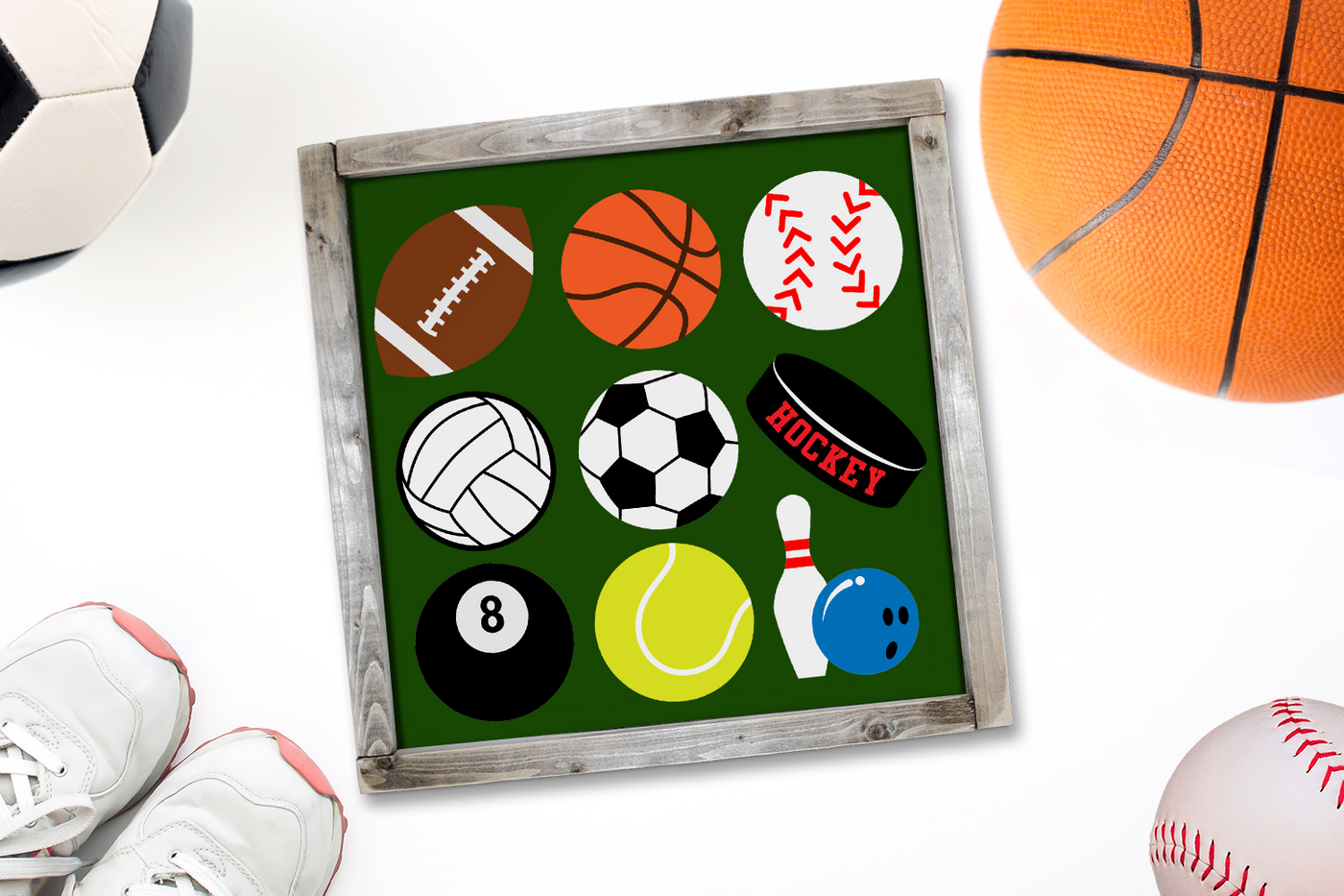 Set of 9 different sports balls SVG design