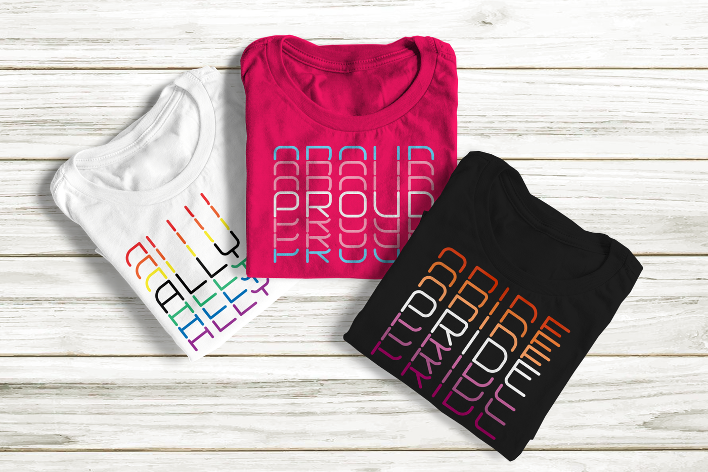 Stacked pride design trio