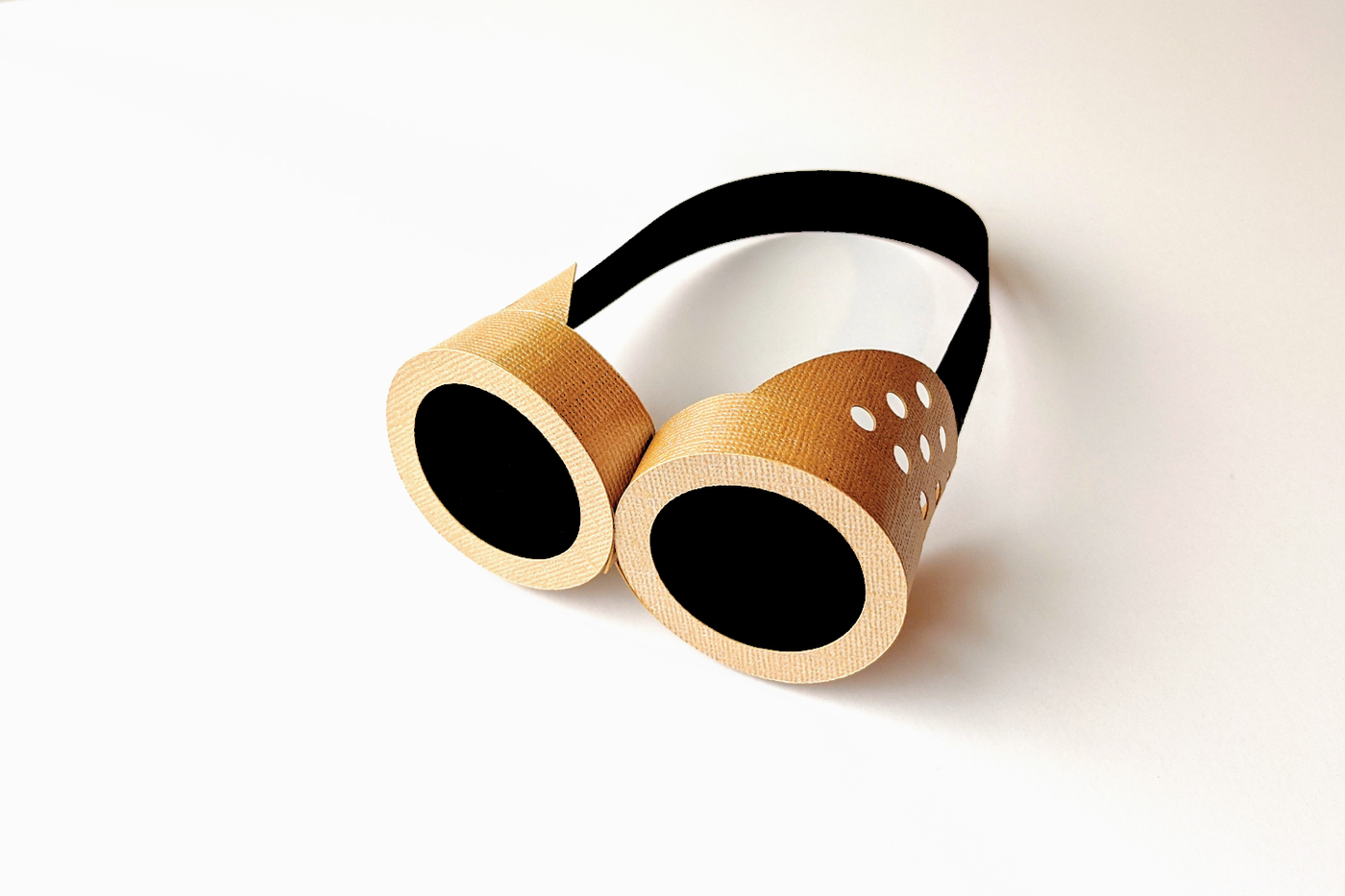 A pair of steampunk goggles made out of paper