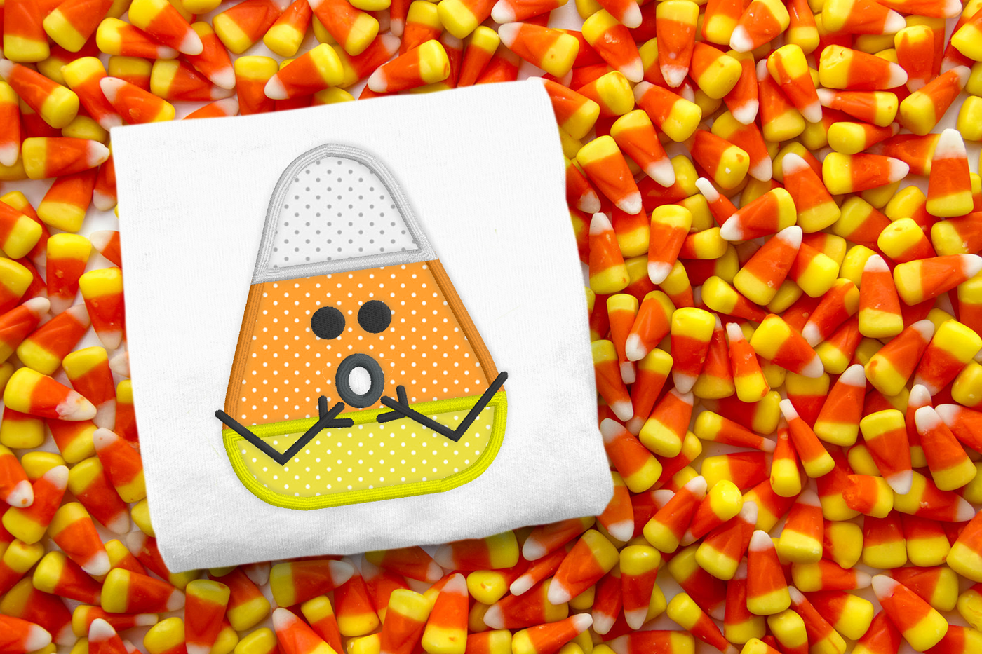 surprised candy corn applique embroidery file