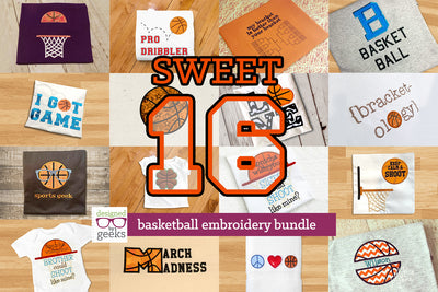 Sweet 16 Basketball Applique Embroidery bundle