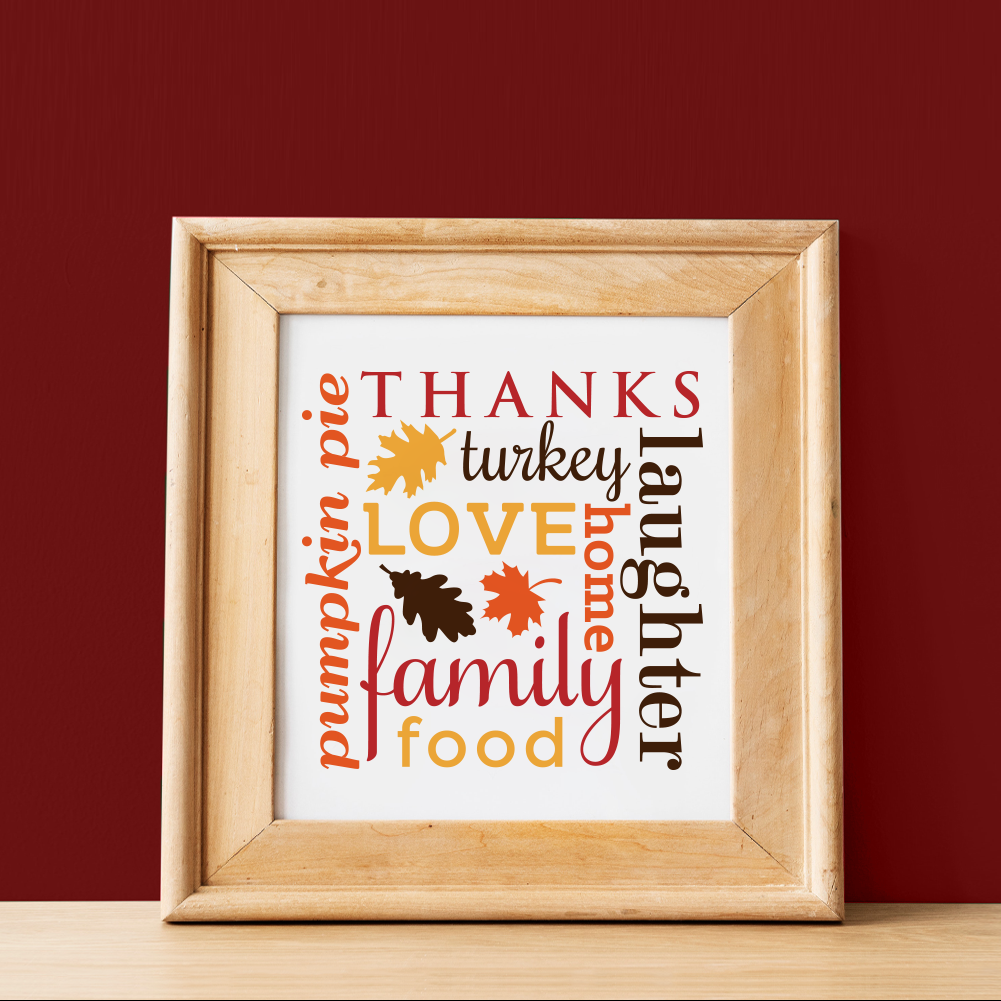 Thanksgiving themed subway word art design
