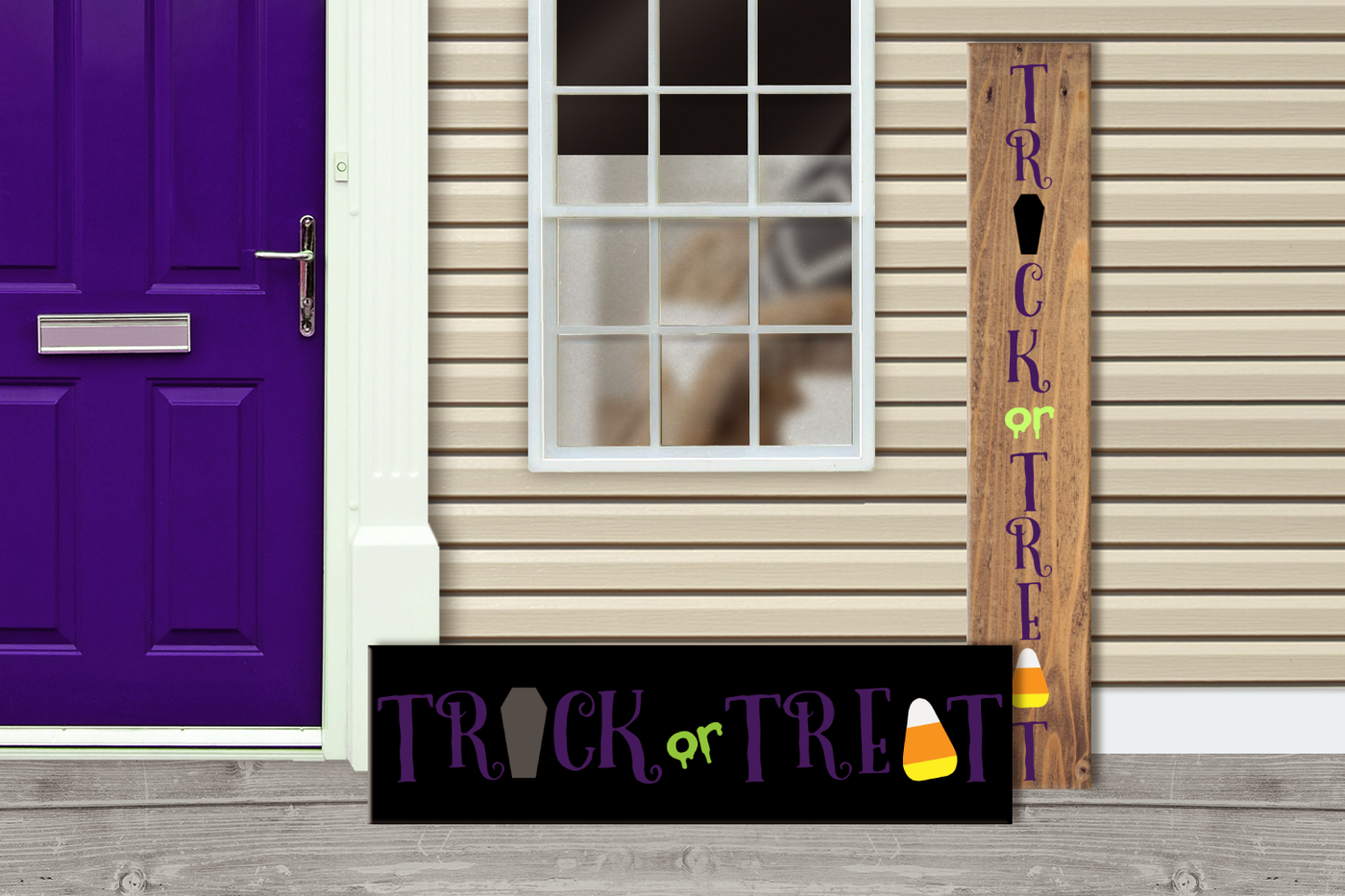 Trick or treat porch sign designs