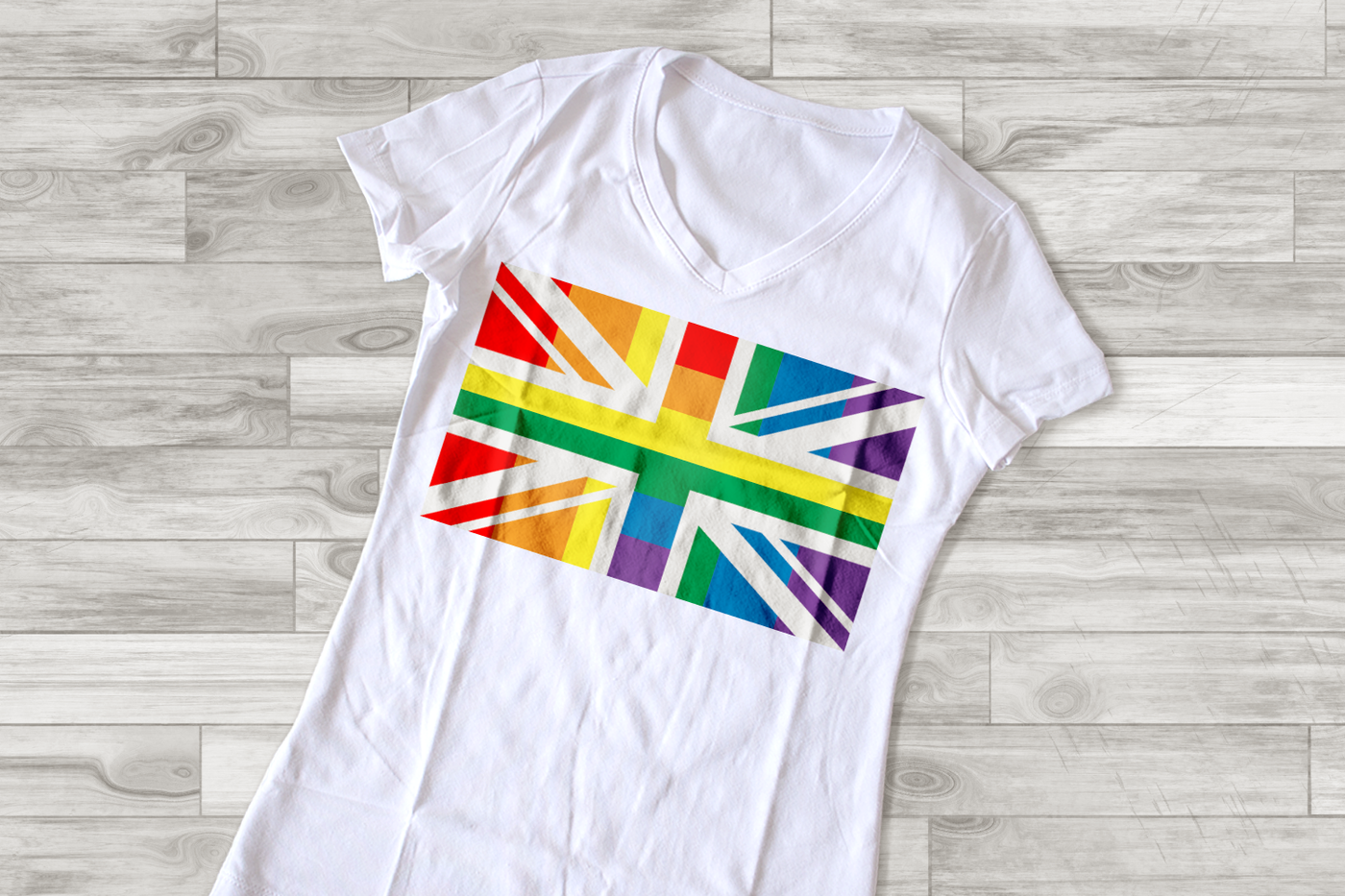 UK flag design in rainbow pride colors