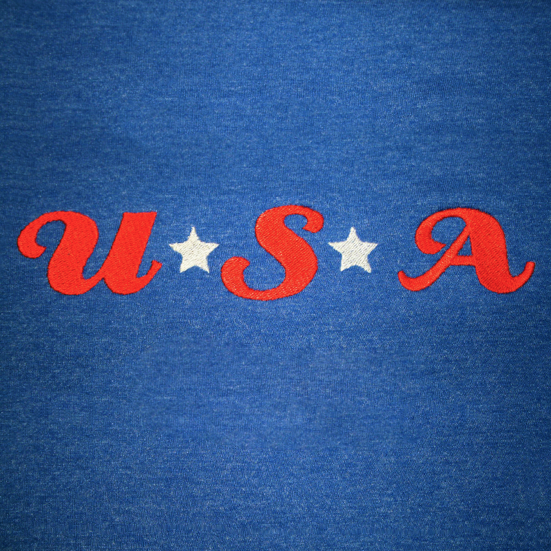 USA with stars embroidery design