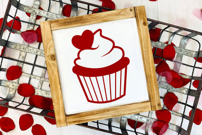 Valentine's day cupcake with heart SVG design