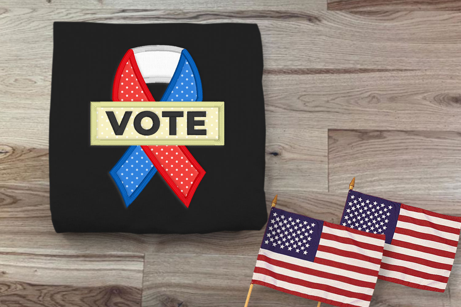 Vote Ribbon Applique Embroidery File – Designed by Geeks