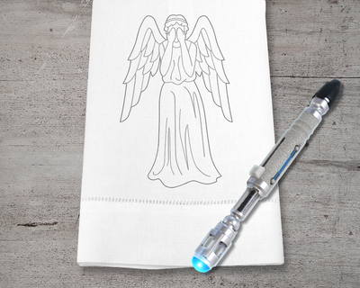 Weeping angel linework embroidery