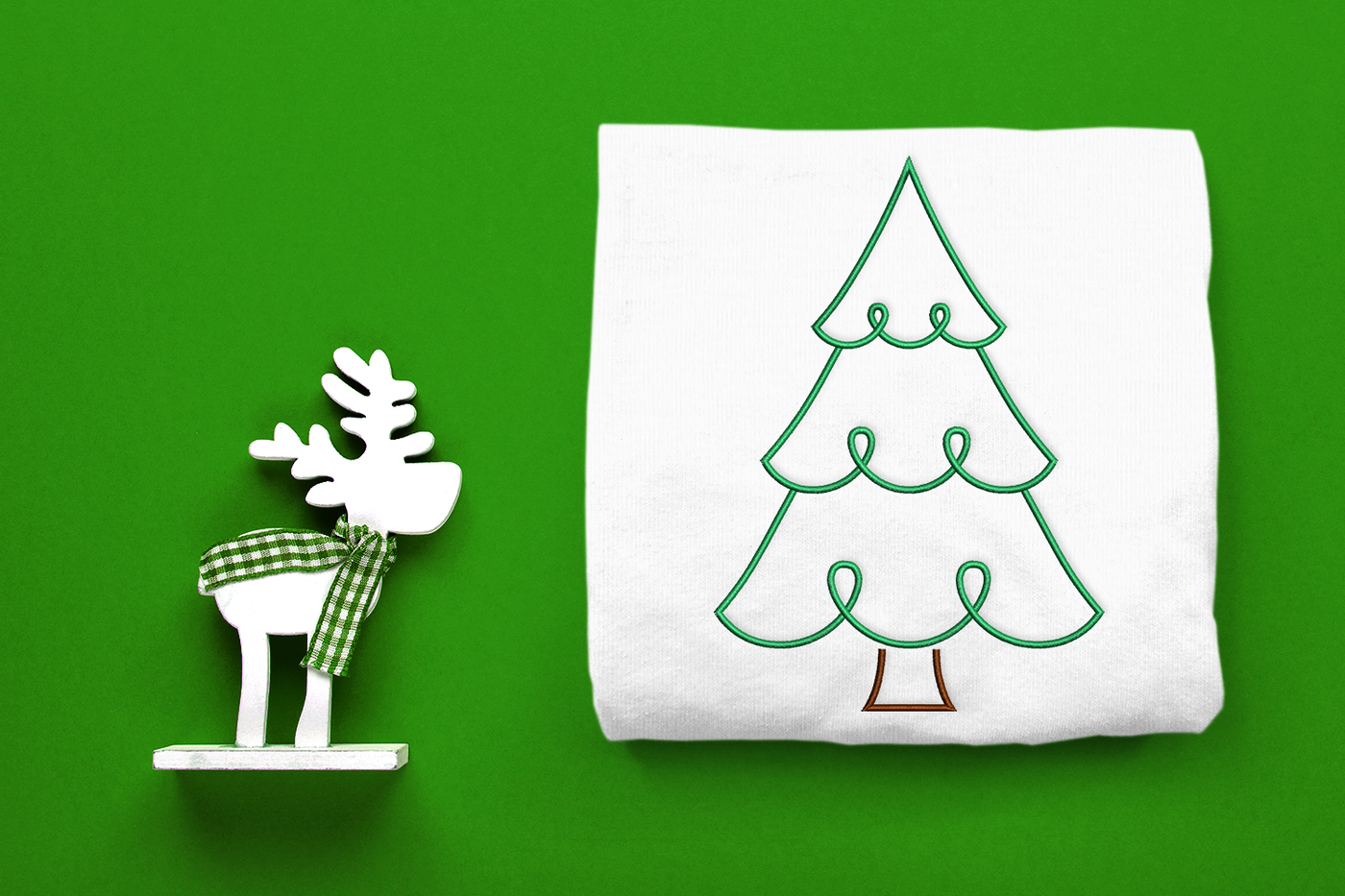 Whimsical Christmas tree embroidery
