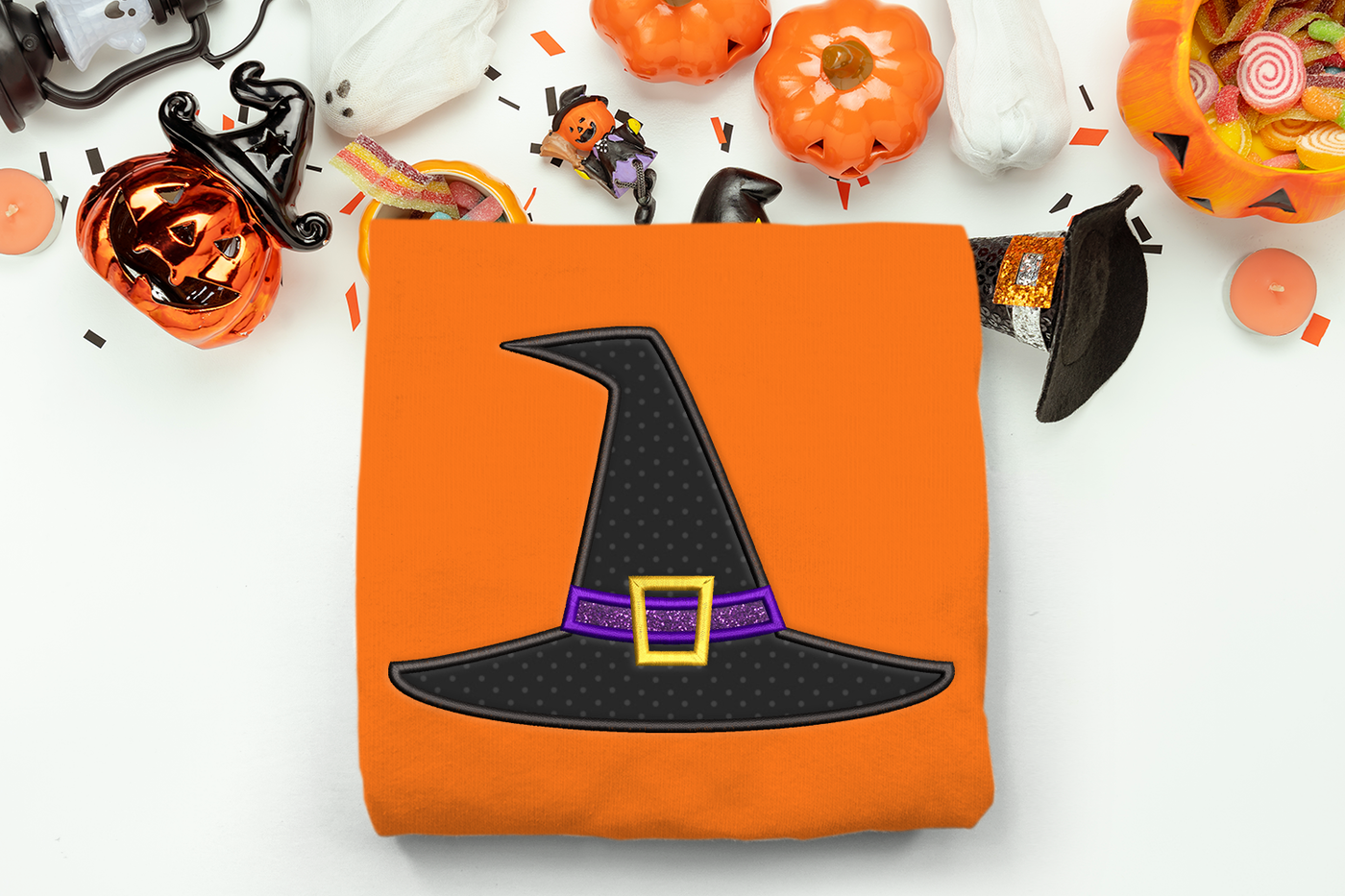 Halloween witch hat applique design