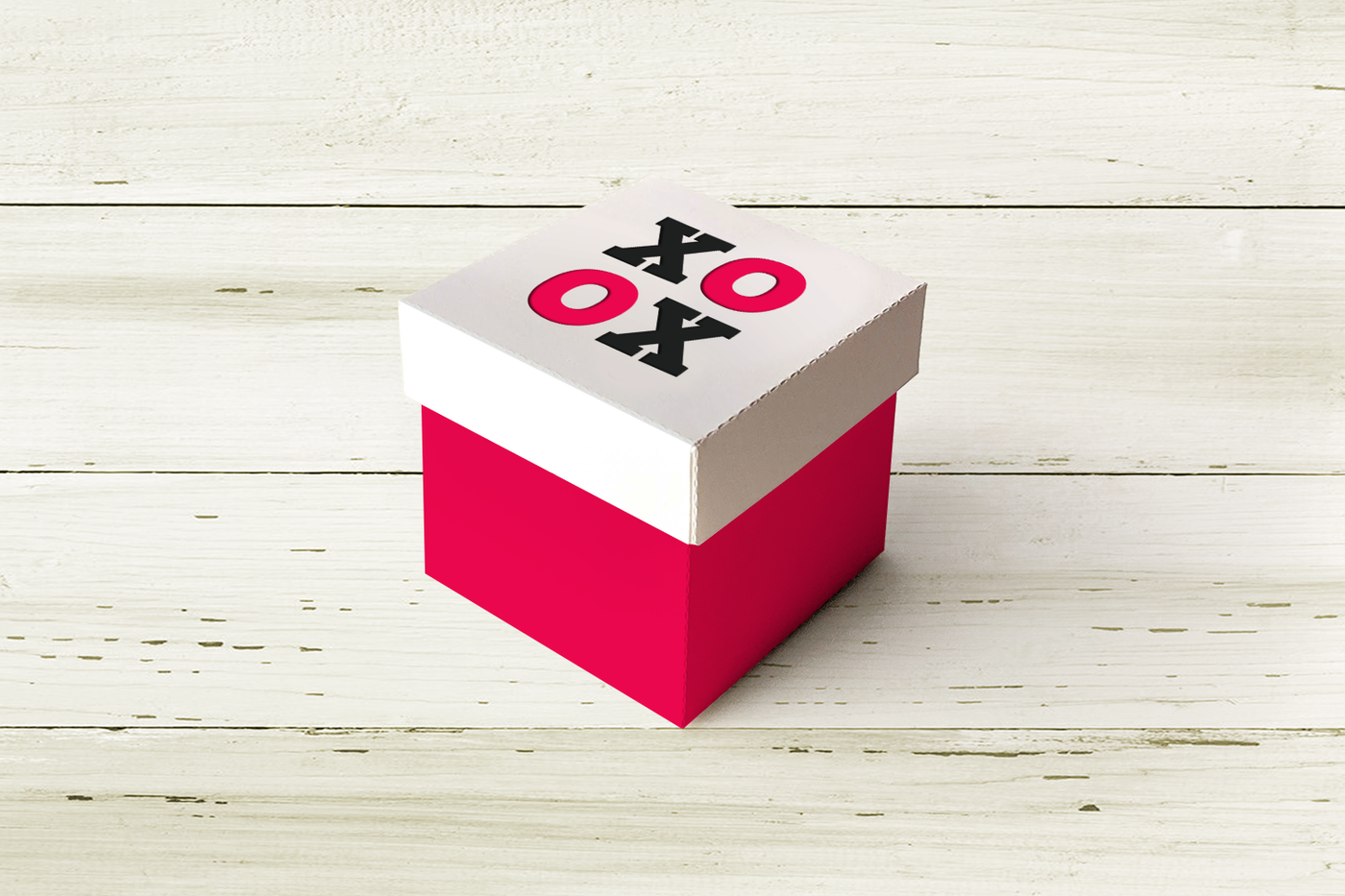 XOXO Cube Box With Lid SVG File Cutting Template