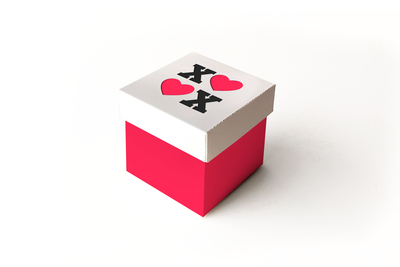 XOXO gift box with hearts SVG template