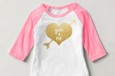 you + me heart with arrow design