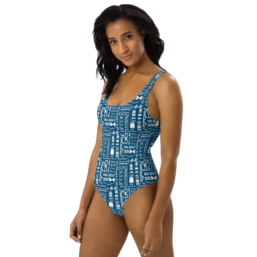 Spoilers one piece swimsuit in vintage blue