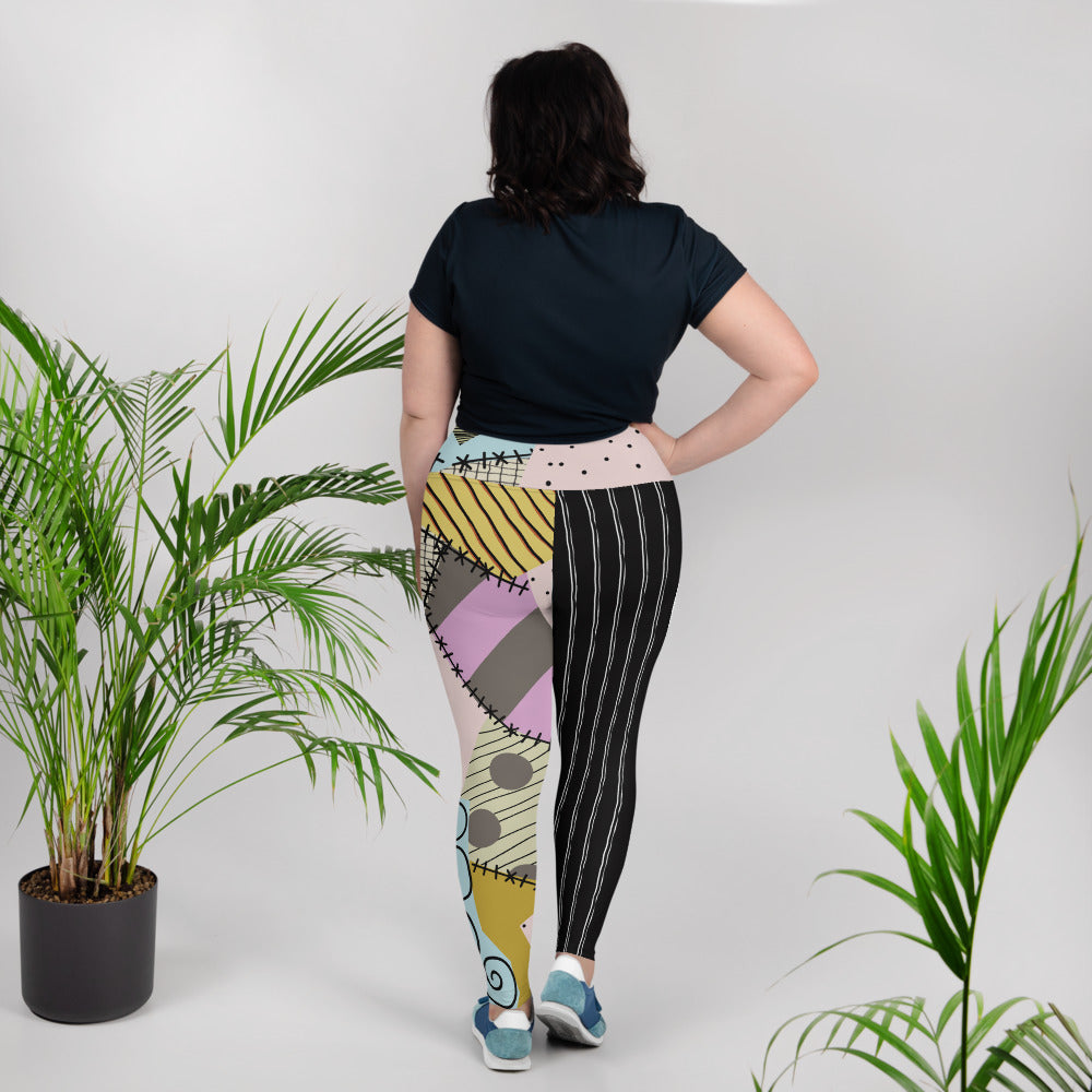 Patchwork and stripe adult plus size leggings