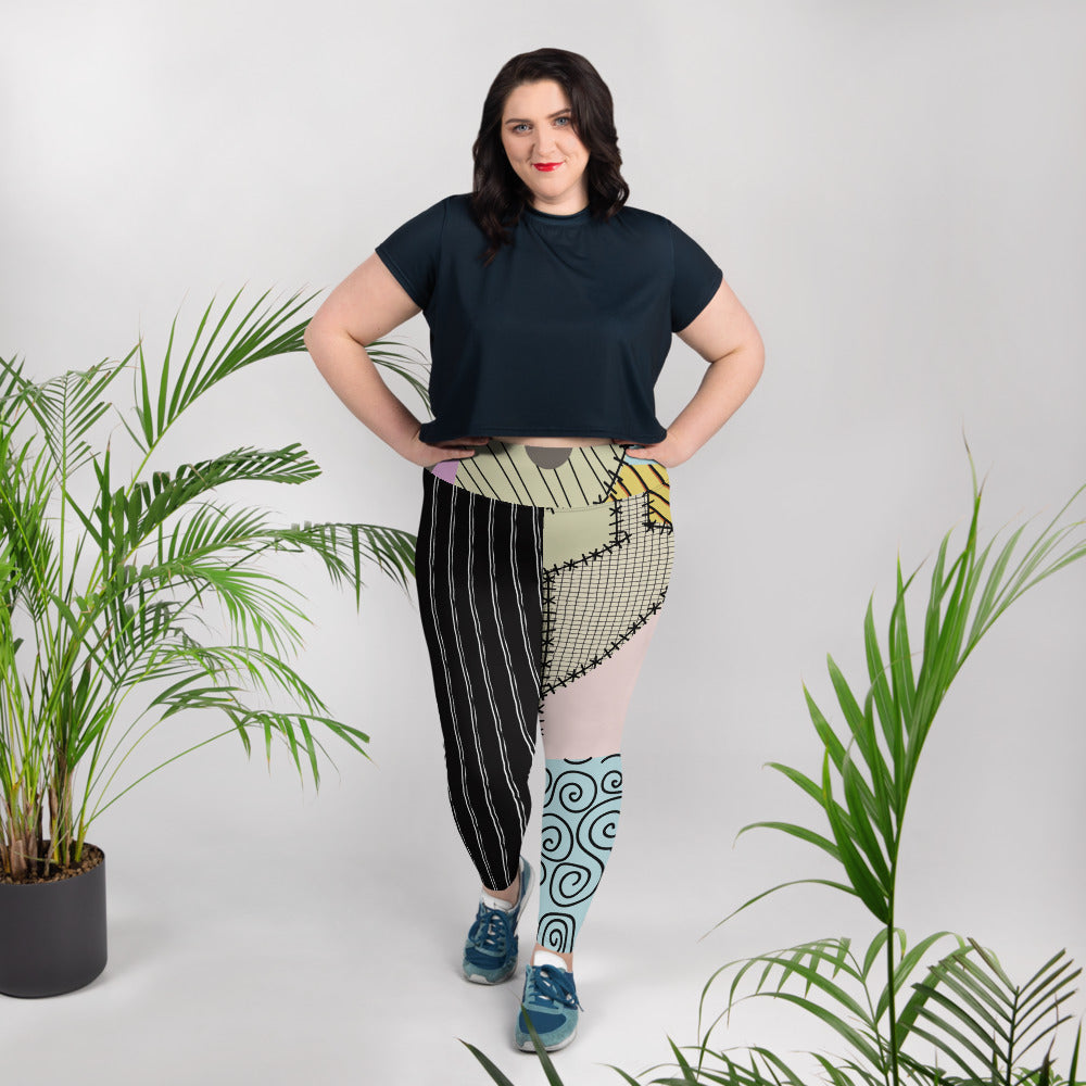 Patchwork and stripe adult plus size leggings