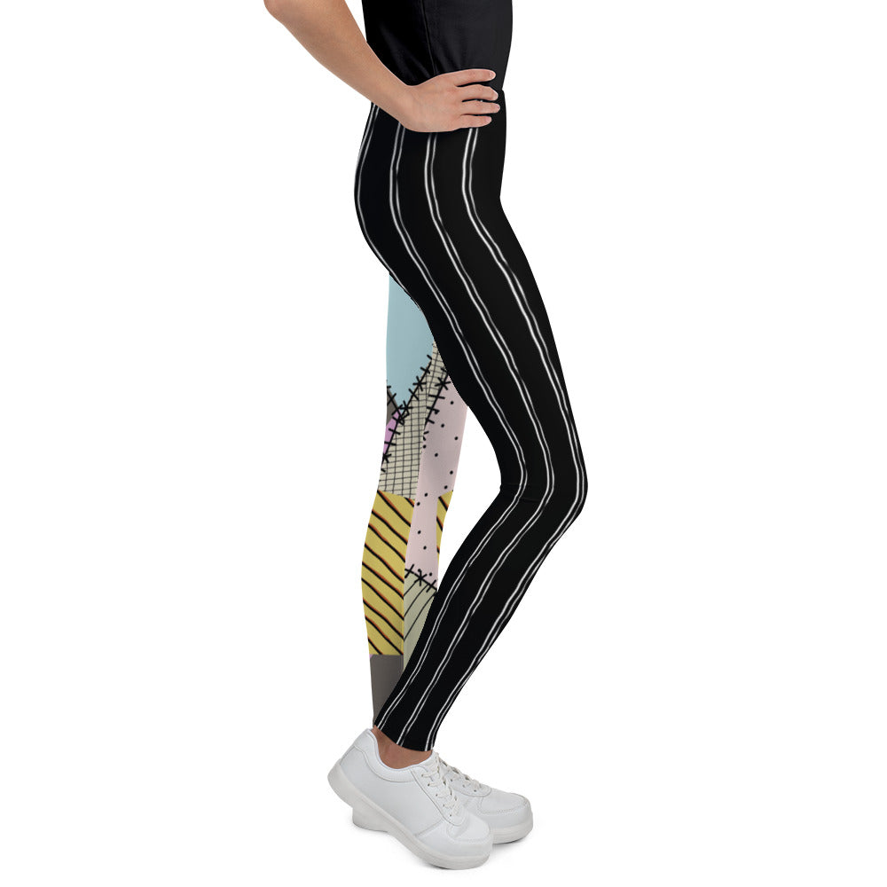 Patchwork and stripe youth leggings
