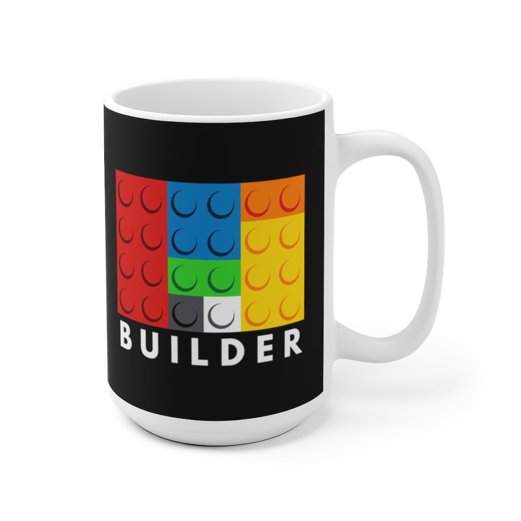 Builder building brick mug