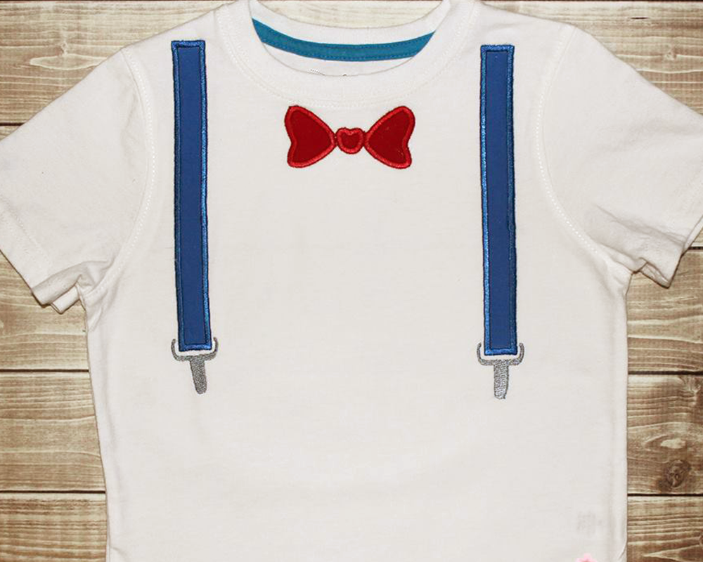 Bow Tie and Suspenders Applique Embroidery Design-Applique-Designed by Geeks