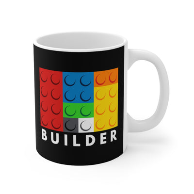 Builder building brick mug