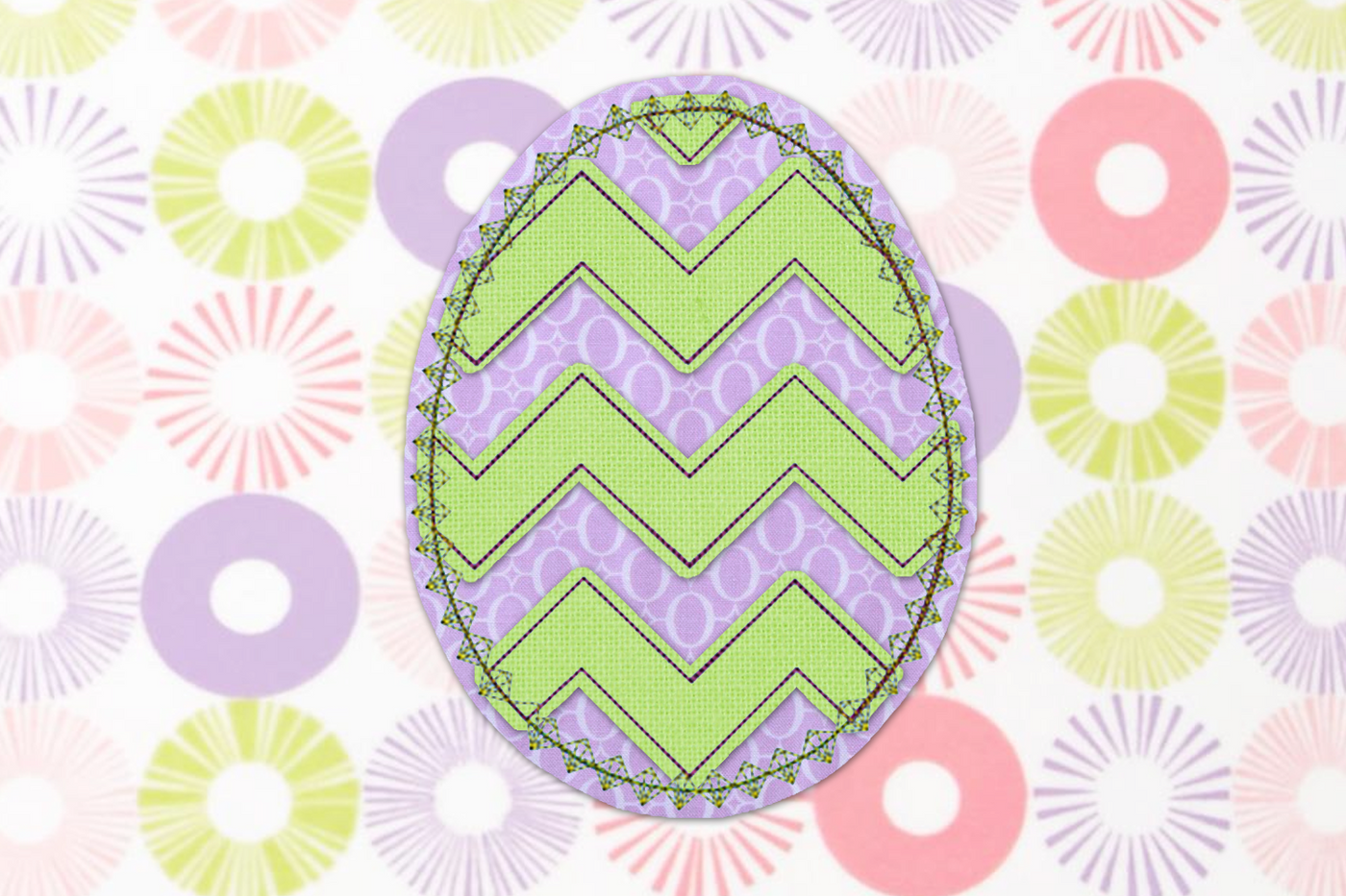 Chevron Easter egg raggy applique with diamond border