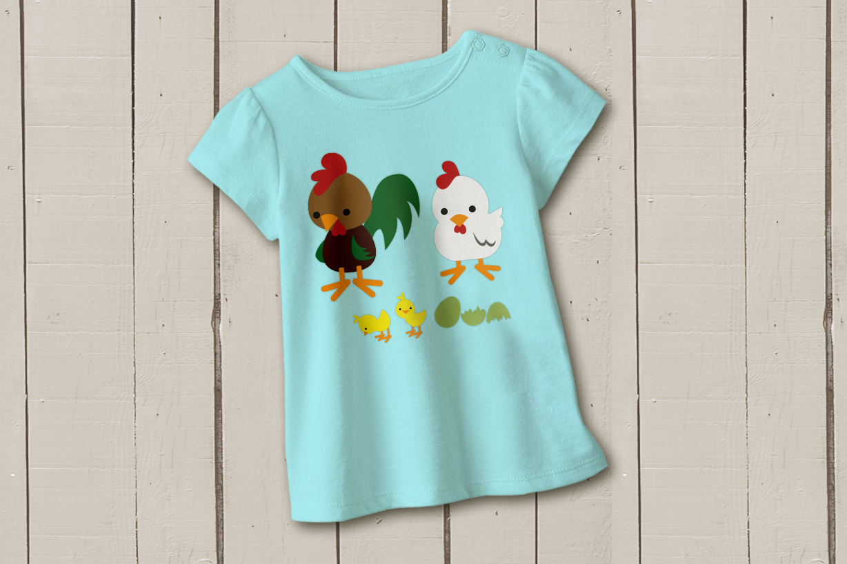 Chicken family on a shirt.