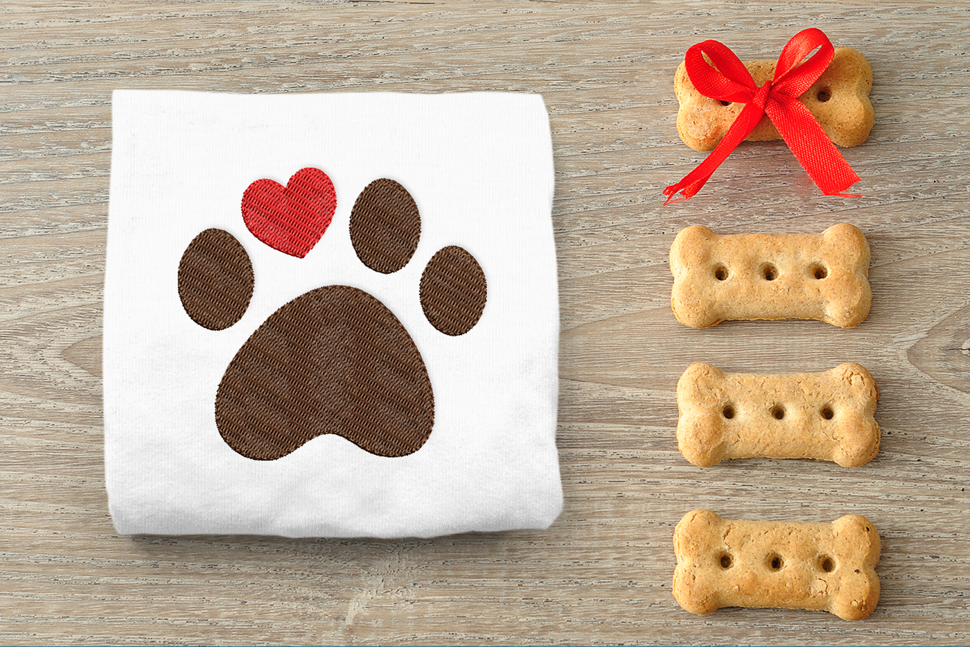 Dog paw with heart toe mini embroidery design