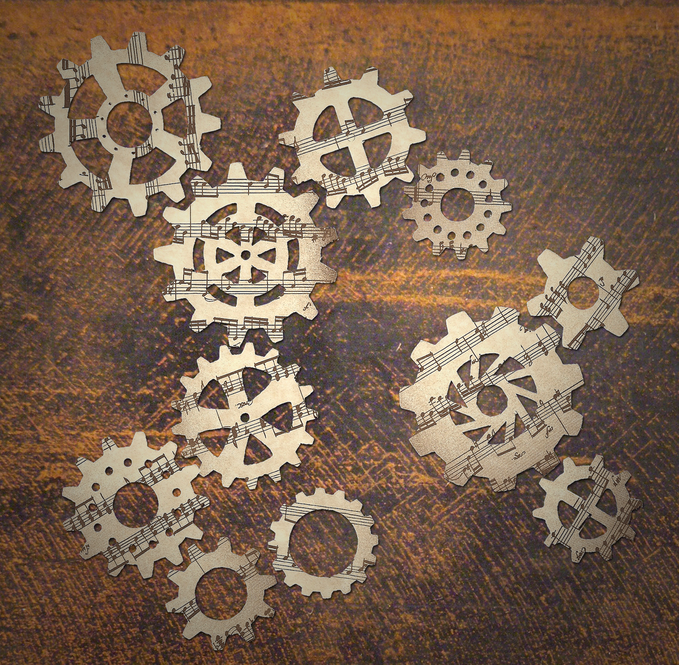 An assortment of paper gears in different shapes.