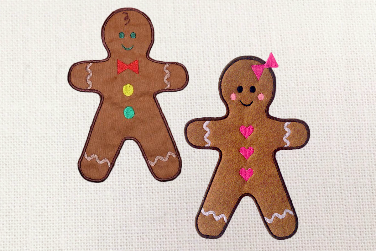 Gingerbread boy and girl appliques