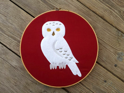Snow owl applique design