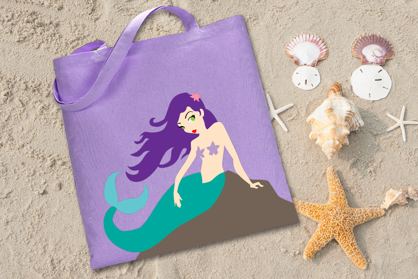 Tote bag with a mermaid design