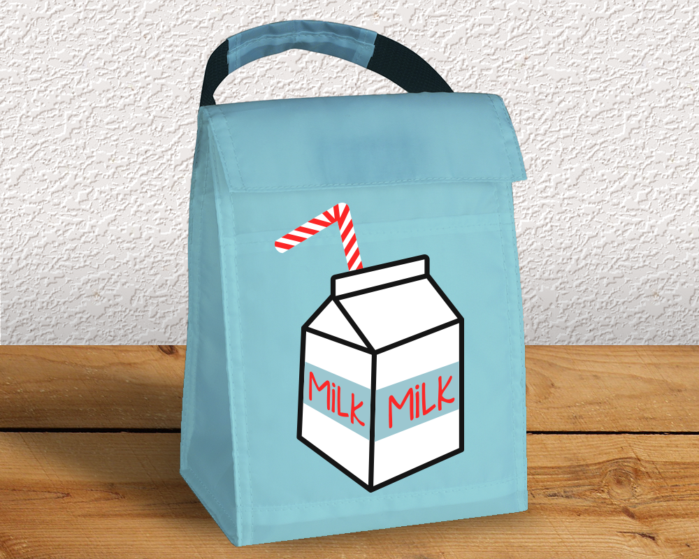 Lunch bag with a milk box design
