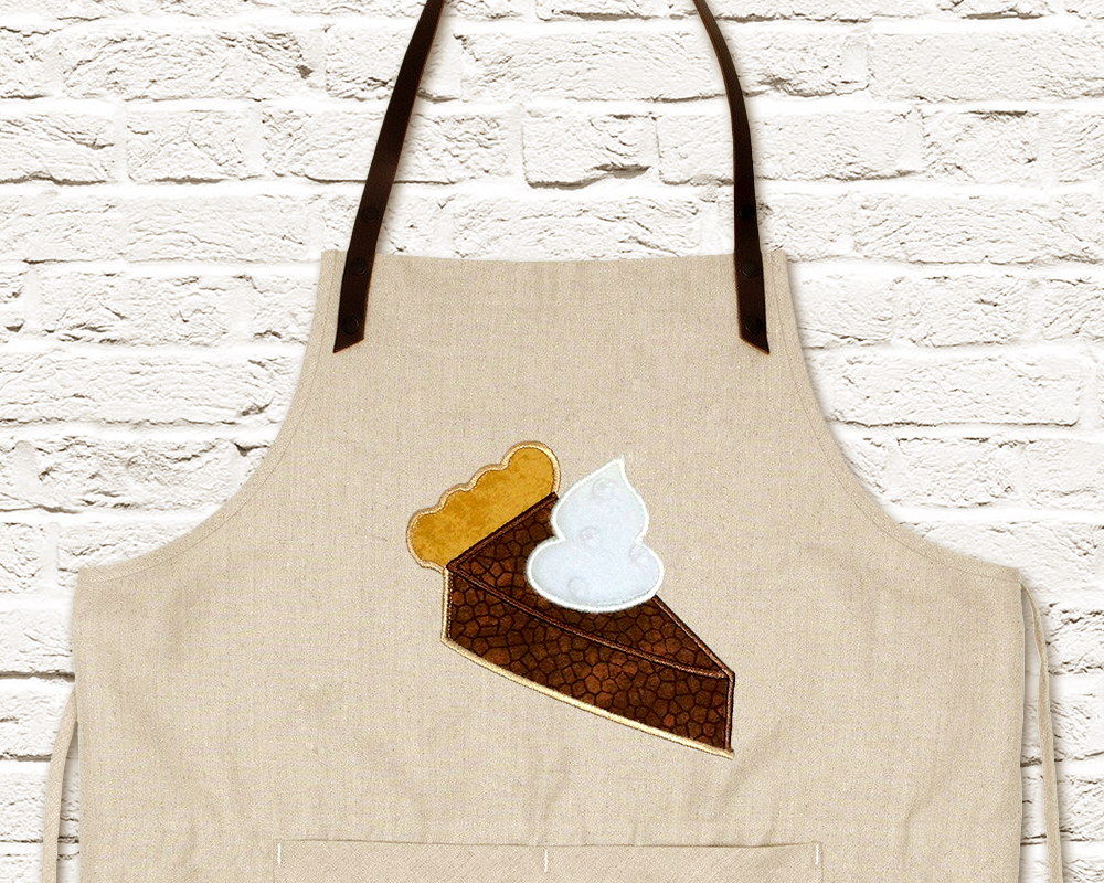 Pie slice applique with whipped cream on top