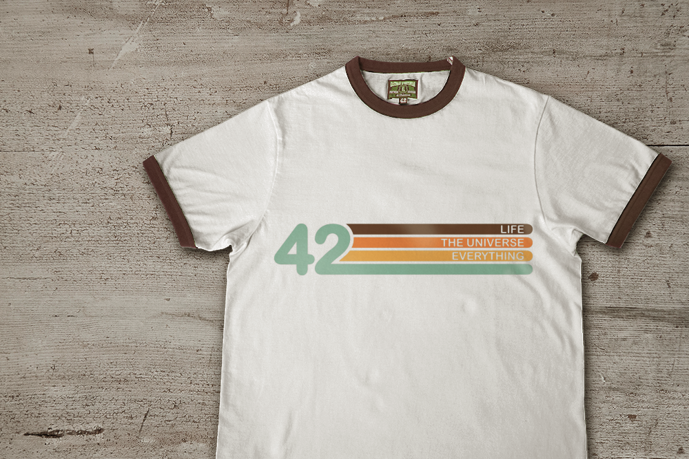 42 design with stripes that says "life, the universe, everything"