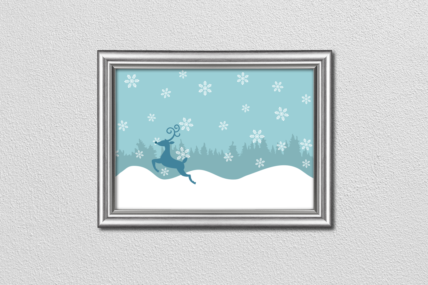 Winter scene design with a reindeer