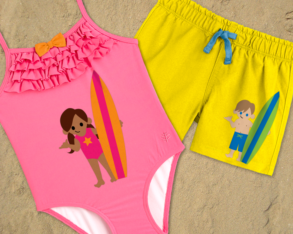 Surfer boy and girl designs