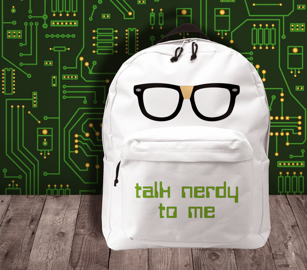 Taped nerd glasses that say "talk nerdy to me"