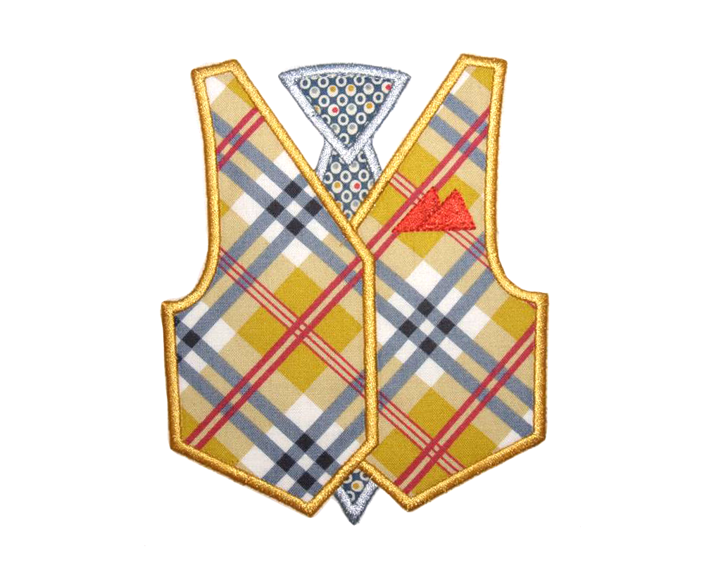 vest with tie applique design